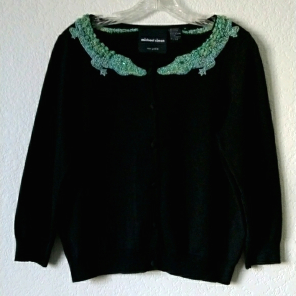 Michael Simon  3/4 sleeves crocodile/alligator sweater